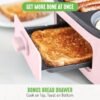 GreenLife 3-in-1 Breakfast Station, Ceramic Nonstick Dual Griddles for Eggs, Meat, Pancakes & Sandwiches + 2-Slice Toast Drawer, Healthy Cooking, Timer, Versatile Morning Meal Maker, Pink