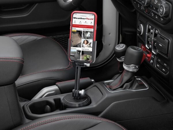 WeatherTech CupFone with Extension – Adjustable, Universal Cup Holder Cell Phone Mount Car & Truck Accessory – Best Design for iPhone & Smartphone Charging – Black Plastic Knobs
