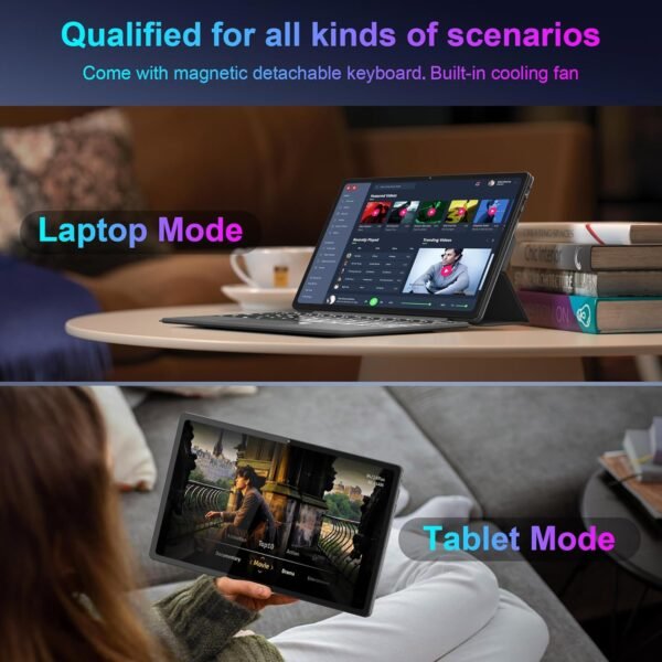 jumper 2025 New 2-in-1 Laptop/Tablet, 12 Inch 2K FHD IPS Touchscreen, Quad-core N100, 12GB DDR5 RAM 512GB SSD, Windows 11 Tablet with Magnetic Keyboard, Dual Stereo Speakers, Dual Camera, 2 Type-C