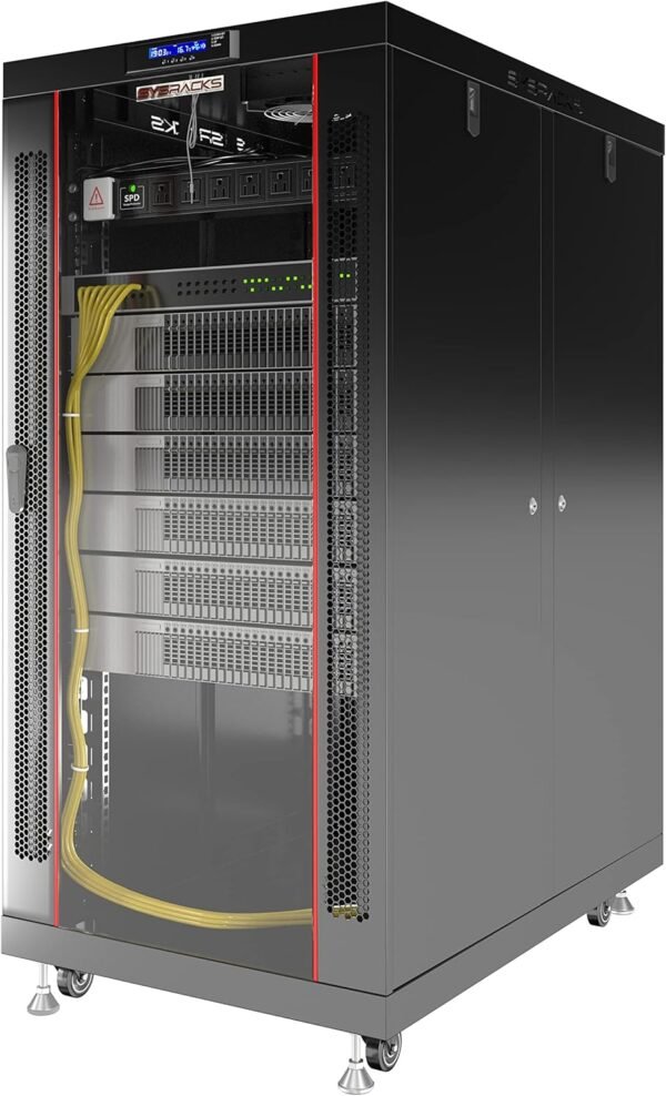 81uQ7JLs7cL._AC_SL1500_.jpg Server Rack Locking Cabinet Network Enclosure Premium Series for Server AV Networking Computer and Other IT Equipment - 35-inch Depth - Thermosystem/LCD Screen (18U)