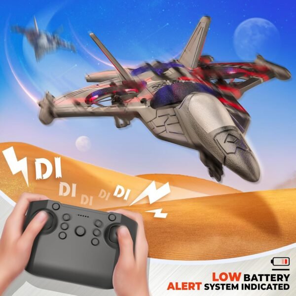 BEZGAR Drones for Kids | 2.4GHZ RC Plane, 6-axis Gyro Remote Control Airplane, RC Helicopter, 360° Flip Fighter Jet Toy, Toys for ages 8-13 with Colorful LED Navigation Lights Red