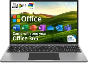 jumper Laptop, 16 Inch FHD IPS 1200p Screen, Quad Core CPU, 4GB LPDDR4 RAM 128GB ROM, Office 365 1-Year Subscription, Windows 11 Computer with Numeric Keypad, 4 Stereo Speakers, WiFi.