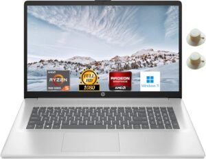 HP 17.3" Laptop, Full HD (1920 * 1080) Display, AMD Ryzen 5 Processor (Beats i7-11370H), 32GB RAM, 1TB SSD, Windows 11 Home, Webcam, Wi-Fi, Bluetooth, Natural Silver, Alpacatec Accessory