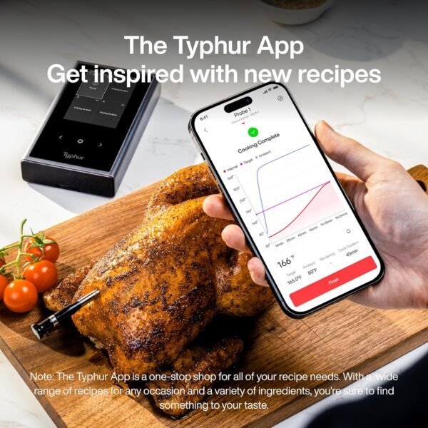 Sync Wireless Meat Thermometer Quad | 4 Probes | 6 Sensors | LCD Display | WiFi and Bluetooth 5.3 | Improved Stability and Range | IPX8 Waterproof | for BBQ, Grill, Smoker, Oven, Kitchen