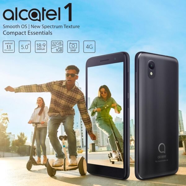 91oqBzorKML._AC_SL1500_.jpg Alcatel 1 (32GB) 5.0" Full View Display - Removable Battery - Dual SIM GSM Unlocked US & Global 4G LTE International Version - Volcano Black