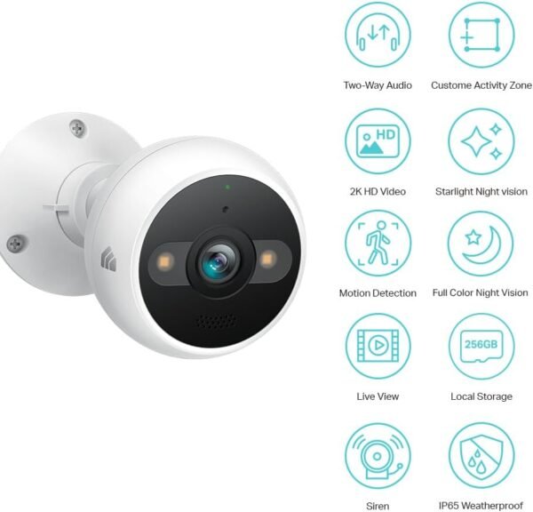 511ZaIj4jnL._AC_SL1000_.jpg Kasa Smart 2K QHD Security Camera Outdoor Wired, IP65, Starlight Sensor & 98Ft Night Vision, Motion/Person Detection, 2 Way Audio w/Siren, Cloud/SD Card Storage, Alexa &Google Home Compatible(KC420WS)