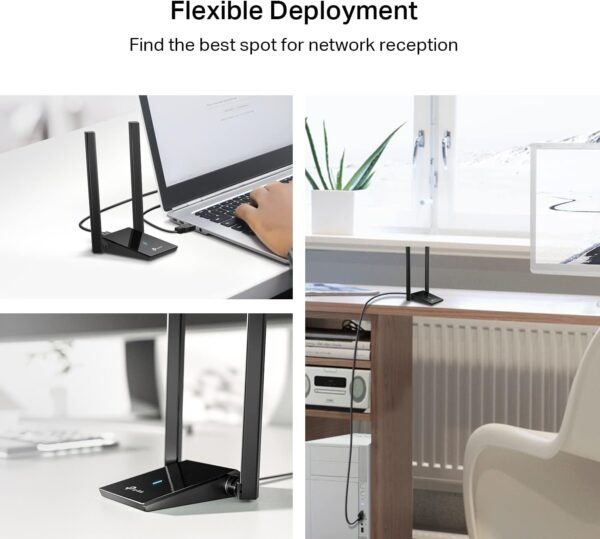 61572kY9WhL._AC_SL1500_.jpg TP-Link WiFi 6 USB Adapter for Desktop PC - (Archer TX20U Plus) AX1800 Wireless Network Adapter with 2.4GHz, 5GHz, High Gain Dual Band 5dBi Antenna, WPA3, Supports Windows 11/10