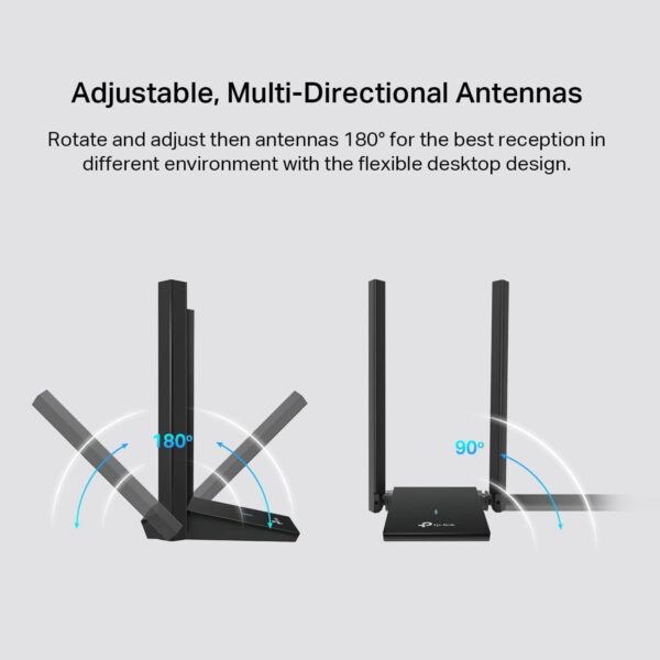 615fS9ZouPL._AC_SL1500_.jpg TP-Link WiFi 6 USB Adapter for Desktop PC - (Archer TX20U Plus) AX1800 Wireless Network Adapter with 2.4GHz, 5GHz, High Gain Dual Band 5dBi Antenna, WPA3, Supports Windows 11/10