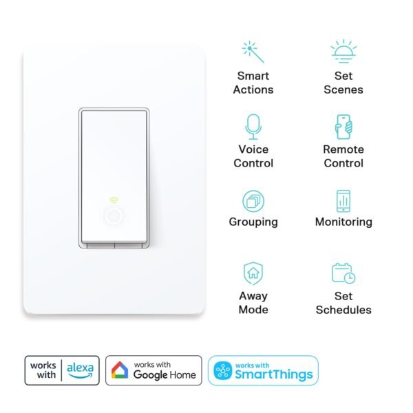 61SUN1c7JzL._SL1500_.jpg Kasa Smart 3 Way Switch HS210 KIT, Needs Neutral Wire, 2.4GHz Wi-Fi Light Switch works with Alexa and Google Home, UL Certified, No Hub Required, White,2 Count (Pack of 1)