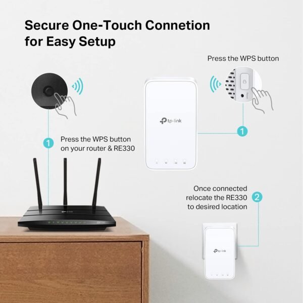 61TWZ1q4aQS._AC_SL1500_.jpg TP-Link AC1200 WiFi Range Extender (RE330), Covers Up to 1500 Sq.ft and 25 Devices, Dual Band Wireless Signal Booster, Internet Repeater, 1 Ethernet Port, White