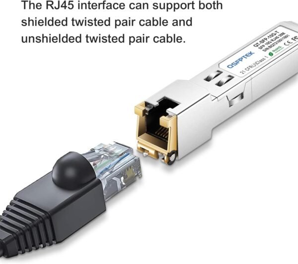 10GBASE-T SFP+ to RJ45 Module, 10Gb Ethernet Copper RJ-45, 10gbe Gigabit Mini gbic Computer Networking Transceiver Compatible with Brocade 10G-SFPP-T, up to 30-Meter