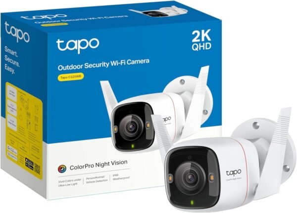 61hfPqReiDL._AC_SL1500_.jpg Tapo TP-Link ColorPro Wi-Fi Outdoor Camera | Plug-in | Daylight Clarity at Night | 2K QHD | Person/Pet/Vehicle Detection | Local/Cloud Storage | 127° FOV | Built-in Siren C325WB