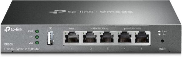 TP-Link ER605 V2 Wired Gigabit VPN Router, Up to 3 TP-Link ER605 V2 Wired Gigabit VPN Router, Up to 3 WAN Ethernet Ports + 1 USB WAN, SPI Firewall SMB Router, Omada SDN Integrated, Load Balance, Lightning Protection