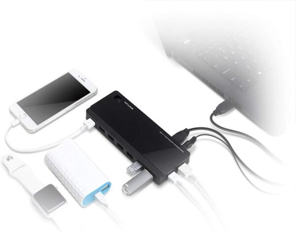 TP-Link Powered USB Hub 3.0 with 7 USB 3.0 Data Ports and 2 Smart Charging USB Ports. Compatible with Windows, Mac, Chrome & Linux OS, with Power On/Off Button, 12V/4A Power Adapter(UH720)