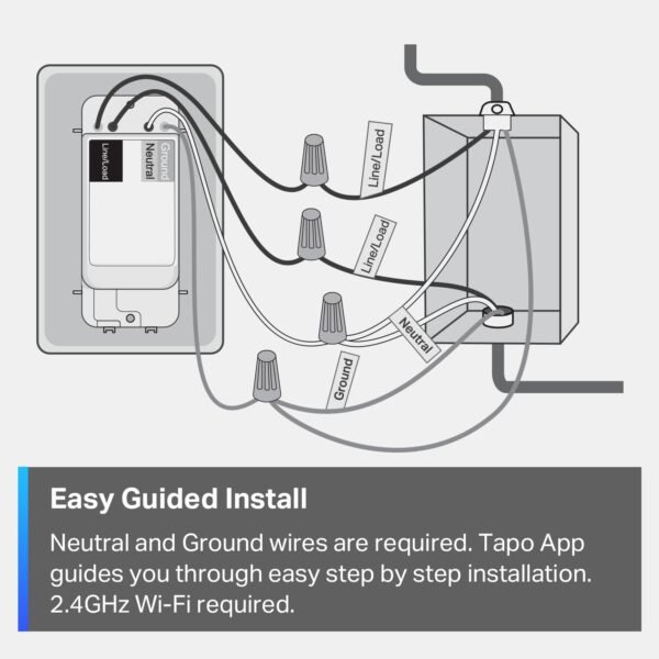 TP-Link Tapo Matter Smart Light Switch: Voice Control w/Siri, Alexa & Google Assistant | UL Certified | Timer & Schedule | Easy Guided Install | Neutral Wire Required | Single Pole | Tapo S505