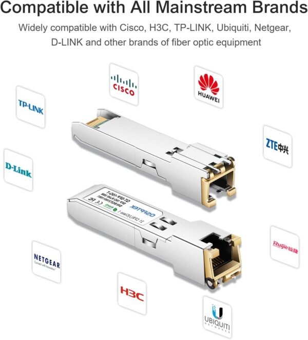 10GBASE-T SFP+ to RJ45 Module, 10Gb Ethernet Copper RJ-45, 10gbe Gigabit Mini gbic Computer Networking Transceiver Compatible with Brocade 10G-SFPP-T, up to 30-Meter