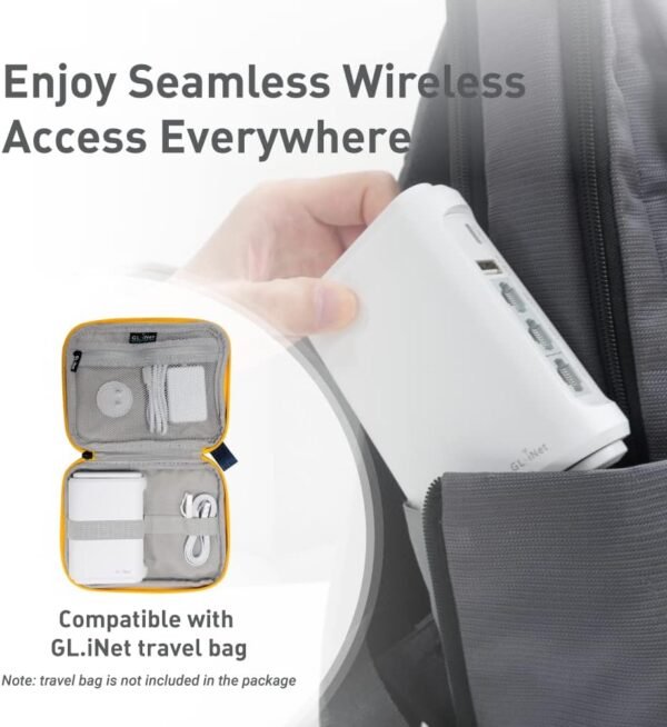 GL.iNet GL-SFT1200 (Opal) Secure Travel WiFi Router, AC1200 Dual Band Gigabit Ethernet Wireless Network, IPv6 USB 2.0, Repeater Bridge Access Point Mode, Router for Public Use, Easy Setup with Guide