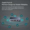 TP-Link TL-SG105, 5 Port Gigabit Unmanaged Ethernet Switch, Network Hub, Ethernet Splitter, Plug & Play, Fanless Metal Design, Shielded Ports, Traffic Optimization,Navy Blue