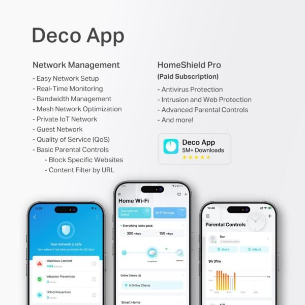 7174fb4MFdL._AC_SL1500_.jpg TP-Link Dual-Band BE5000 WiFi 7 Mesh Wi-Fi System (Deco BE25) | 4-Stream 5 Gbps | 240 Mhz Channels | Covers up to 6,600 Sq.Ft | 2X 2.5G Ports Wired Backhaul | VPN,MLO, AI-Roaming, HomeShield (3-Pack)