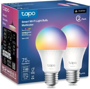 Tapo TP-Link Smart Light Bulbs, 1100 Lumens High Brightness (75W Tapo TP-Link Smart Light Bulbs, 1100 Lumens High Brightness (75W Equivalent), Matter-Certified, 16M Colors WiFi Light Bulb, Dimmable, Works w/Siri, Alexa & Google Home, A19 E26, L535E(2-Pack)