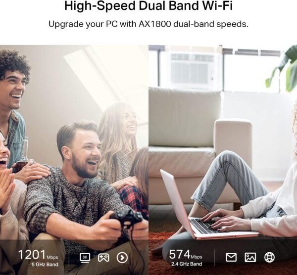 71ET8TbtEfL._AC_SL1500_.jpg TP-Link WiFi 6 USB Adapter for Desktop PC - (Archer TX20U Plus) AX1800 Wireless Network Adapter with 2.4GHz, 5GHz, High Gain Dual Band 5dBi Antenna, WPA3, Supports Windows 11/10