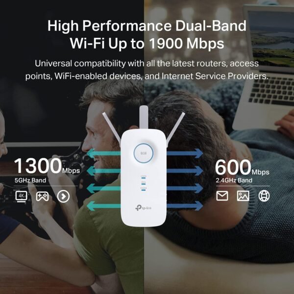 71FB01M3OXS._AC_SL1500_.jpg TP-Link AC1900 WiFi Extender (RE550), Covers Up to 2800 Sq.ft and 35 Devices, 1900Mbps Dual Band Wireless Repeater, Internet Booster, Gigabit Ethernet Port