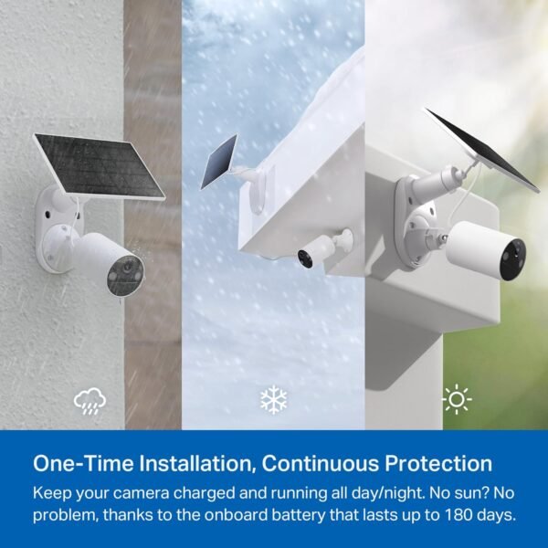 TP-Link 𝗧𝗮𝗽𝗼 SolarCam C402 Kit, Outdoor Battery Camera w/Solar Panel Base, Wireless, 1080P, Free Person/Vehicle Detection, SD/Cloud Storage, Color Night Vision, No Hub Needed, Works w/Alexa