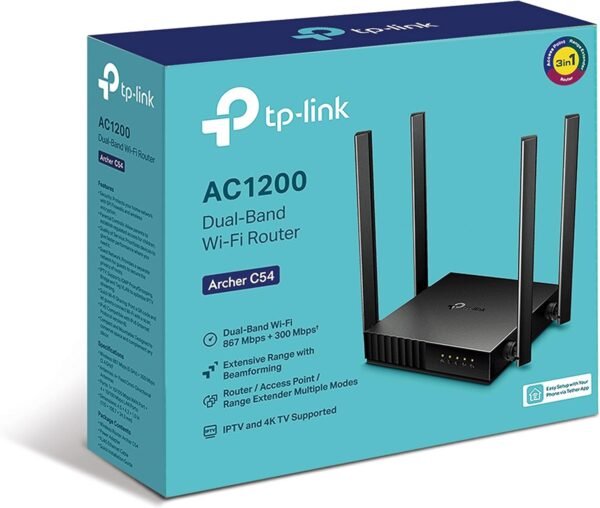 TP-Link Archer C54 | AC1200 MU-MIMO Dual-Band WiFi Router| Works with All Home Internet Providers (Renewed) Black