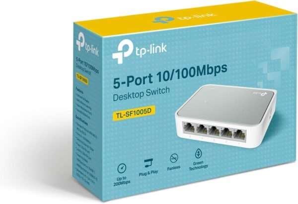 71Qy62pYlgL._AC_SL1500_.jpg TP-Link 5 Port 10/100 Mbps Fast Ethernet Switch | Desktop Ethernet Splitter | Ethernet Hub | Plug & Play | Fanless Quiet | Desktop Design | Green Technology | Unmanaged (TL-SF1005D),White