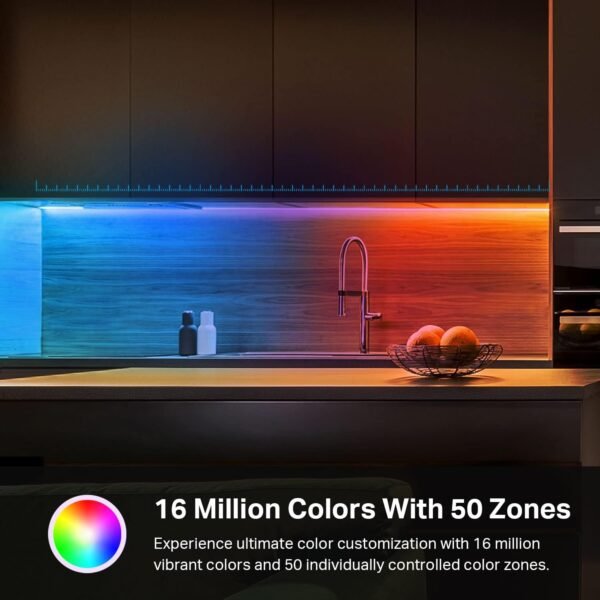 71UR7oWsXoL._AC_SL1500_.jpg Kasa Smart LED Light Strip, 50 Color Zones RGBIC, 16.4ft Wi-Fi LED Strip Works w/ Alexa, Google Home & SmartThings, High Brightness, 16M Colors, PU Coating, Trimmable, 2 Yr Warranty (KL420L5)