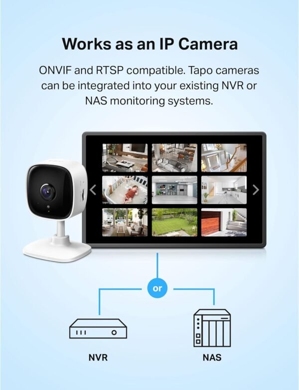 TP-Link Tapo 2K Indoor Security Camera for Baby Monitor, Dog Camera w/Motion Detection, 2-Way Audio Siren, Night Vision, Cloud & SD Card Storage(Up to 256 GB), Works w/Alexa & Google Home(Tapo C110)