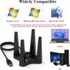 USB WiFi Adapter for Desktop PC, AC1900 WiFi Adapter Dual Band Wireless Network Adapter with 2.4GHz/5GHz High Gain Antennas, MU-MIMO, Supports Windows 11/10/8.1/8/7, XP, Mac OS 10.7-10.15
