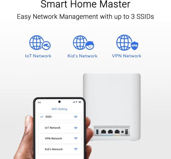 ASUS ZenWiFi BT10 Tri-Band WiFi 7 Mesh, 18 Gbps, 3000 sq.ft (1pk), Dual 10G Ports, Security and Parental Controls Included, Smart Home Master SSIDs, 4G & 5G Mobile Tethering