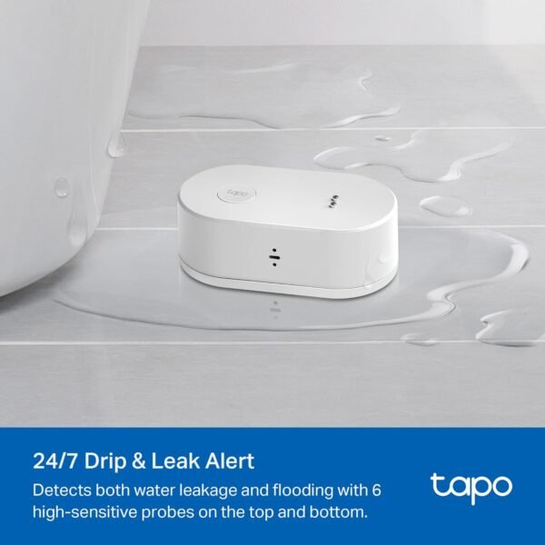 TP-Link Smart Water Leak Detector, Wi-Fi with Rapid Dripping Detection, 90dB Adjustable Alarm, App Alerts, Compatible with Alexa and Google Home