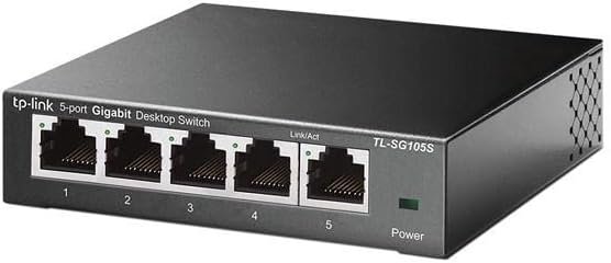 TP-Link TL-SG105S | 5 Port Gigabit Ethernet Switch | Desktop/Wall-Mount | Plug & Play | Fanless | Sturdy Metal | 3 Year Manufacturer Warranty | 802.1p/DSCP QoS & IGMP Snooping | Compact Design