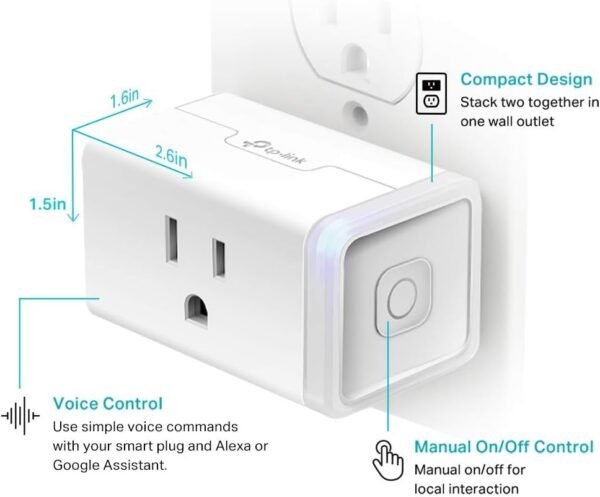 51ZSNvBl-L._AC_SL1200_.jpg Kasa Smart Plug by TP-Link, Smart Home Wi-Fi Outlet Works with Alexa, Echo, Google Home & IFTTT, No Hub Required, Remote Control, 15 Amp, UL Certified, 1-Pack(HS103) , WHITE
