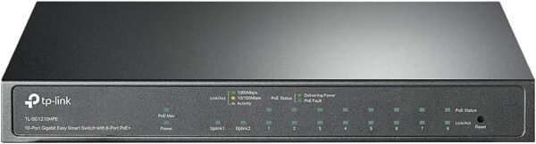 TP-Link TL-SG1210MPE | 8 Port Gigabit PoE Switch | Easy Smart Managed | 8 PoE+ Ports @123W, w/ 2 Uplink Gigabit Ports + 1 Combo SFP Slot | 3 Year Manufacturer Warranty | QoS, Vlan, IGMP & LAG
