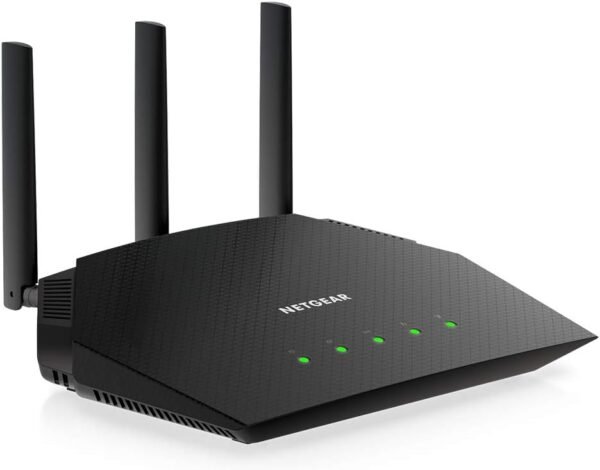 NETGEAR 4-Stream WiFi 6 Router (R6700AX) – Security Features, AX1800 NETGEAR 4-Stream WiFi 6 Router (R6700AX) – Security Features, AX1800 Wireless Speed (Up to 1.8 Gbps), Covers up to 1,500 sq. ft., 20 devices