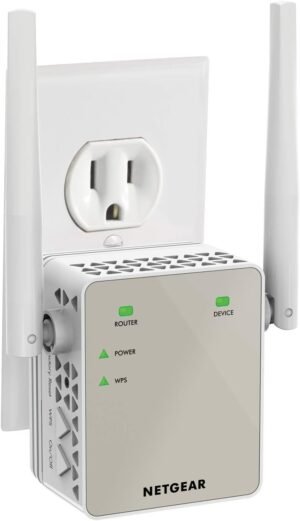 NETGEAR Wi-Fi Range Extender EX6120 - Coverage Up to 1500 NETGEAR Wi-Fi Range Extender EX6120 - Coverage Up to 1500 Sq Ft and 25 Devices with AC1200 Dual Band Wireless Signal Booster & Repeater (Up to 1200Mbps Speed), and Compact Wall Plug Design, White