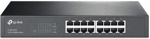 TP-Link 16-Port Gigabit Ethernet Unmanaged Switch Plug and Play Metal Desktop/Rackmount Fanless (TL-SG1016D)