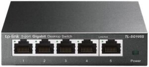 TP-Link TL-SG105S | 5 Port Gigabit Ethernet Switch | Desktop/Wall-Mount | Plug & Play | Fanless | Sturdy Metal | 3 Year Manufacturer Warranty | 802.1p/DSCP QoS & IGMP Snooping | Compact Design
