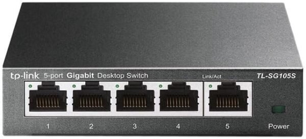 TP-Link TL-SG105S | 5 Port Gigabit Ethernet Switch | Desktop/Wall-Mount | Plug & Play | Fanless | Sturdy Metal | 3 Year Manufacturer Warranty | 802.1p/DSCP QoS & IGMP Snooping | Compact Design