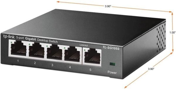 TP-Link TL-SG105S | 5 Port Gigabit Ethernet Switch | Desktop/Wall-Mount | Plug & Play | Fanless | Sturdy Metal | 3 Year Manufacturer Warranty | 802.1p/DSCP QoS & IGMP Snooping | Compact Design