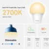 51lrNcpAUL._AC_SL1000_.jpg Tapo TP-Link Smart Light Bulbs, 800 Lumens (60W Equivalent), 2700K Soft Warm White LED Bulb, Dimmable, Compatible with Alexa and Google Home, No Hub Required, A19 E26, L510E (4-Pack)