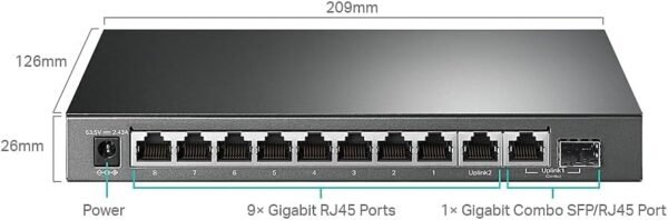 TP-Link TL-SG1210MPE | 8 Port Gigabit PoE Switch | Easy Smart Managed | 8 PoE+ Ports @123W, w/ 2 Uplink Gigabit Ports + 1 Combo SFP Slot | 3 Year Manufacturer Warranty | QoS, Vlan, IGMP & LAG