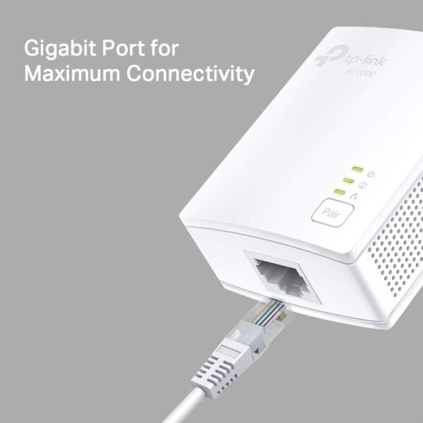 51vlOKsa8gL._AC_SL1000_.jpg TP-Link AV1000 Powerline Starter Kit (TL-PA7017 KIT) - Gigabit Port, Plug&Play, Ethernet Over Power, Nano Size, Ideal for Smart TV, Online Gaming, Wired Connection Only (Renewed)