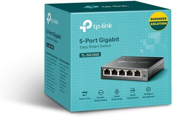 51voJIJtkRL._AC_SL1000_.jpg TP-Link 5-Port Gigabit Ethernet Easy Smart Switch | Unmanaged Pro | Plug and Play | Desktop | Sturdy Metal w/Shielded Ports | Limited Lifetime Replacement (TL-SG105E), Black…