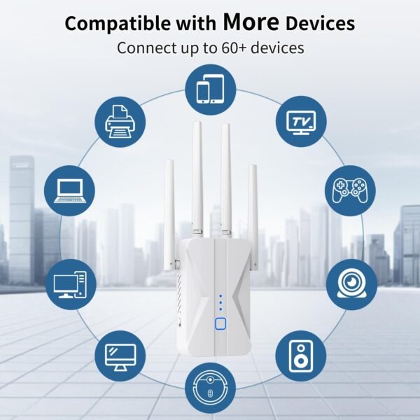 WiFi Extender Signal Booster, 2025 WiFi Extender AC1200Mbps Dual Band (5.8GHz/2.4GHz), WiFi Booster with Ethernet Port for Home Covers up to 10000 Sq.ft, Compatible with More Devices