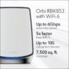 61CkRWZIYjL._AC_SL1200_.jpg NETGEAR Orbi Whole Home Tri-band WiFi 6 Mesh Network System (RBK853) – Router With 2 Satellite Extenders, Security Features, Coverage Up To 7,500 Square Feet, 100 Devices, AX6000 (Up to 6Gbps)