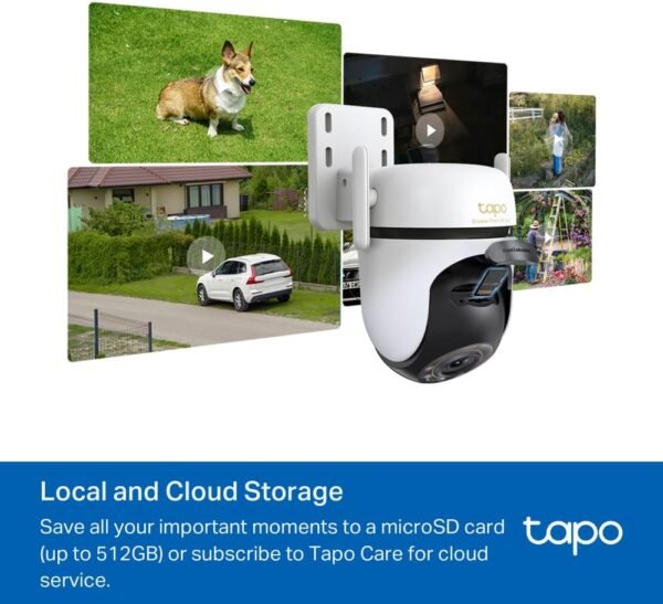 61MDQqne5VL._AC_SL1000_.jpg Tapo 3K 5MP Outdoor Pan/Tilt Security Wi-Fi Camera – 360° View, Free Person/Vehicle Detection, Starlight Color Night Vision, IP66, Sound and Light Alarm, Works w/Alexa and Google Home, VistaCam 360°